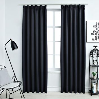 Cortinas Opacas Con Ganchos 2 Piezas Gris Antracita 140x245 Cm