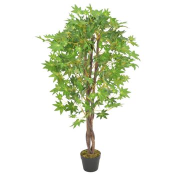 Planta Artificial Árbol De Arce Con Macetero Verde 120 Cm