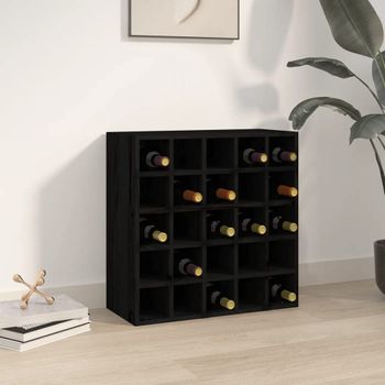 Botellero De Madera Maciza De Pino Negro 56x25x56 Cm