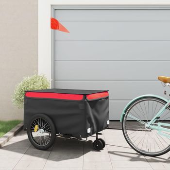 Remolque Para Bicicleta Hierro Negro Y Rojo 45 Kg