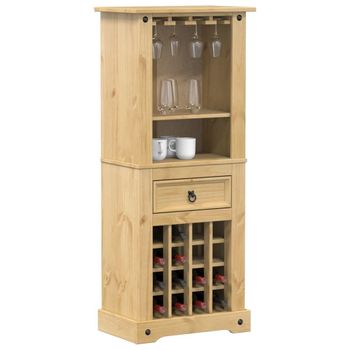 Mueble Botellero Corona Madera Maciza De Pino 56x35x120 Cm