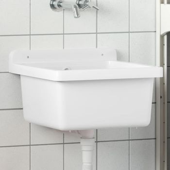 Fregadero Lavabo De Pared Resina Blanco 40x40x24 Cm