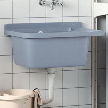 Fregadero Lavabo De Pared Resina Gris 60x40x28 Cm