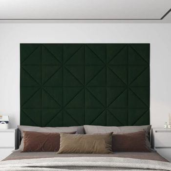 Paneles De Pared 12 Uds Terciopelo Verde Oscuro 30x30cm 0,54 M²