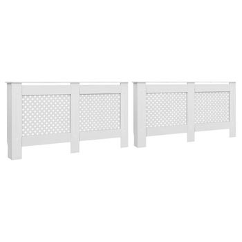 Cubiertas Para Radiador 2 Unidades Mdf Blanco 152x19x81,5 Cm