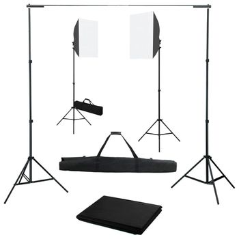 Kit De Estudio Fotográfico Con Luces Softbox Y Fondo