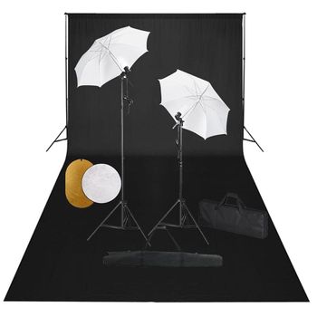 Kit Estudio Fotográfico Lámparas Sombrillas Fondo Y Reflector