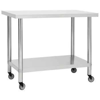 Mesa De Trabajo Para Cocina Con Ruedas Acero Inox 100x60x85 Cm