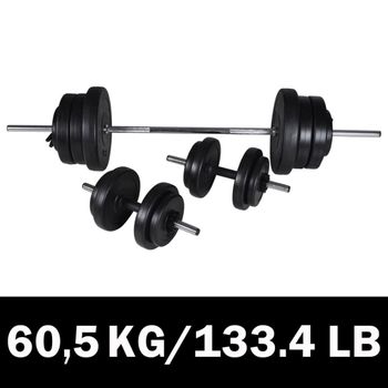 Juego De Barras + 2 Mancuernas 60,5kg