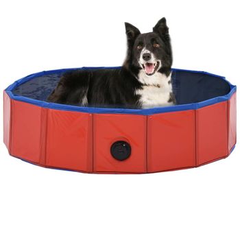 Piscina Para Perros Plegable Pvc Rojo 80x20 Cm