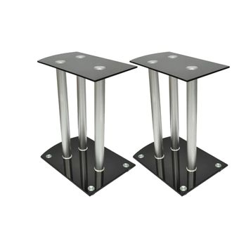 Soporte Para Altavoz, De Cristal Negro Y Aluminio, 2 Unidades