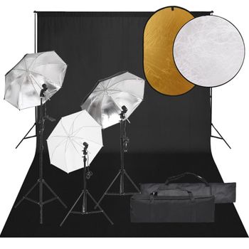 Kit De Estudio Fotográfico Con Set De Luces, Fondo Y Reflector