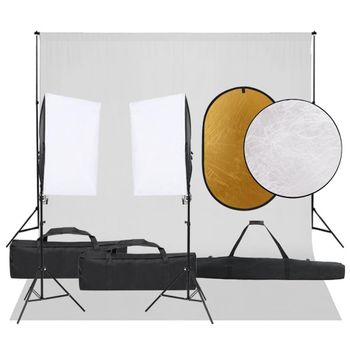 Kit De Estudio Fotográfico Con Set De Luces, Fondo Y Reflector