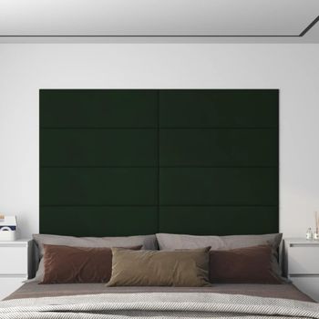 Paneles De Pared 12 Uds Terciopelo Verde Oscuro 90x30cm 3,24 M²