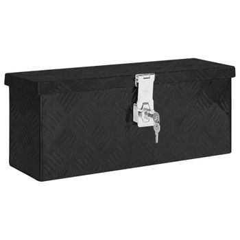 Caja De Almacenaje De Aluminio Negro 50x15x20,5 Cm