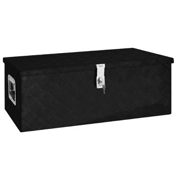 Caja De Almacenaje De Aluminio Negro 80x39x30 Cm