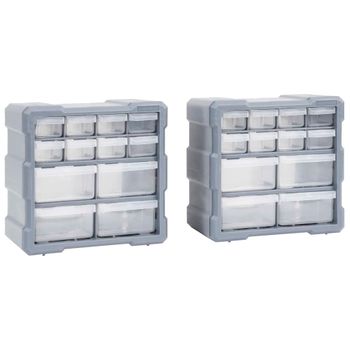 Organizadores Multicajones Con 12 Cajones 2 Uds 26,5x16x26 Cm