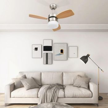 Ventilador De Techo Con Luz Con Mando Marrón Claro 76 Cm