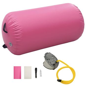 Rollo Inflable De Gimnasia Con Bomba Pvc Rosa 120x90 Cm