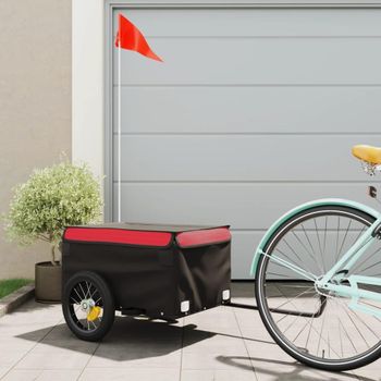 Remolque Para Bicicleta Hierro Negro Y Rojo 30 Kg