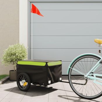 Remolque Para Bicicleta Hierro Negro Y Verde 30 Kg