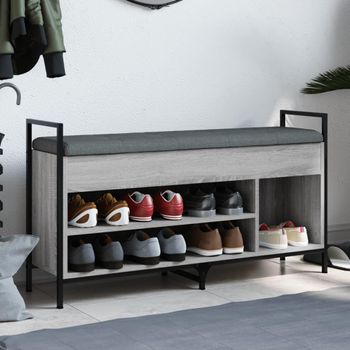 Banco Zapatero Madera De Ingeniería Gris Sonoma 105,5x32x57,5cm