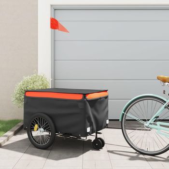 Remolque Para Bicicleta Hierro Negro Y Naranja 45 Kg