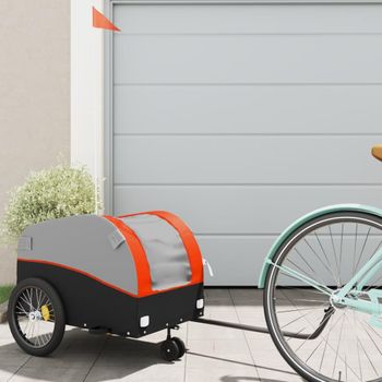 Remolque Para Bicicleta Hierro Negro Y Naranja 30 Kg