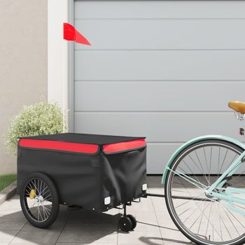 Remolque Para Bicicleta Hierro Negro Y Rojo 30 Kg