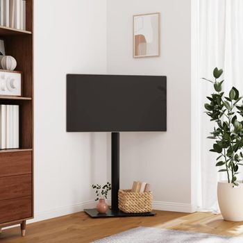 Mueble De Tv De Esquina 1 Nivel Para 32-65 Pulgadas Negro