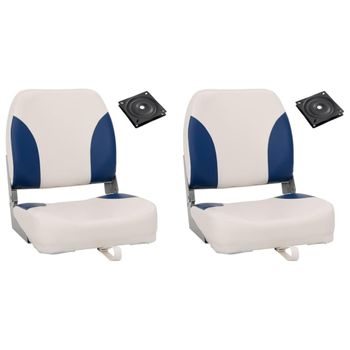 Set Asientos Plegables Para Barco 4 Uds Con Cojín Blanco Y Azul