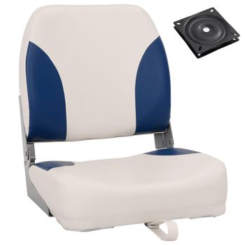 Set Asientos Plegables Para Barco 2 Uds Con Cojín Blanco Y Azul