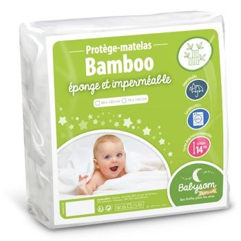 Babysom - Protector Colchón Cuna | Cubre Colchón Bebé - Bambú - 70x140 Cm - Impermeable - Antiácaros - Suave Y Natural - Antiasfixia - Transpirable  70 X 140