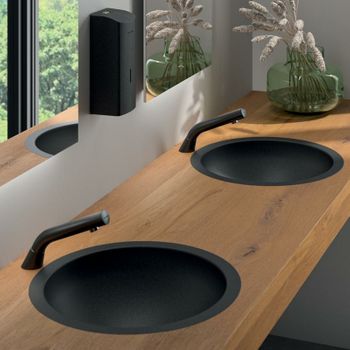 Lavabo Encastrable - Redondo - 45 Cm - Acero Inoxidable Negro - Hemi