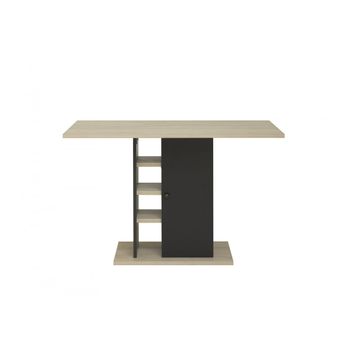 Mesa De Comedor Rectangular Con Almacenaje 4 Pers. - Negro Y Marrón - L 80  X A 120  X H 75  Cm