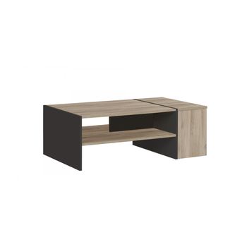 Mesa De Centro Con Almacenaje Bar L107cm - Efecto Madera Y Negro - L 60  X A 107  X H 38  Cm