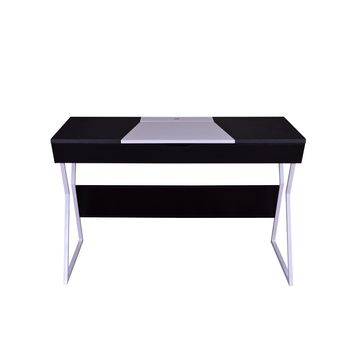 Escritorio Blanco Y Negro De Diseño Contemporáneo - L 118.8  X A 59.6  X H 75  Cm - Imitación Madera Oscura