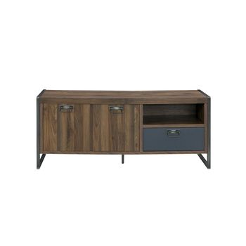 Mueble De Tv Columbia Nogal Con Cajón 2 Puertas - L 142.3  X A 40  X H 60  Cm - Imitación Madera Clara