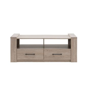 Mesa Baja Ernest Roble Suave Con 2 Cajones - L 130  X A 65  X H 50  Cm - Imitación Madera Clara