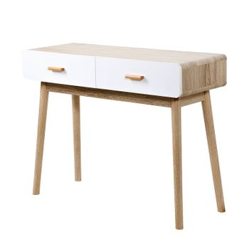 Consola Escandinava 2 Cajones Madera Y Blanco - L 100 X A 75 Cm. - L 100  X A 35  X H 75  Cm