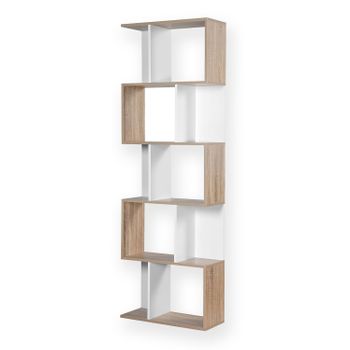 Librería Múltiples Estantes Alt. 180cm - Acabado Madera Y Blanco - L 60  X A 24  X H 180  Cm