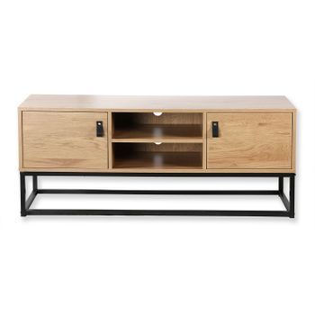 Mueble de tv 1 puerta 140 cm - acabado madera clara y blanco Sue