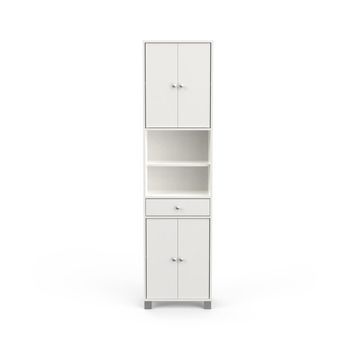 Columna De Baño Blanca 4 Puertas 1 Cajón Y Baldas - 50,5 Cm - L 50,5  X A 32,9  X H 196,3  Cm