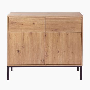 Armario Bajo De Escritorio 2 Puertas - Rox - 96x79x40 - Natural / Blanco  Brillo con Ofertas en Carrefour