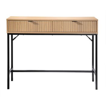 Consola 2 Cajones Frontal Efecto Madera Ranurada - L100 X H80 Cm - L 100  X A 35  X H 80  Cm