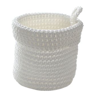 Cesta Redonda Malla Crochet Blanca L 10 X A 10 X H 12 Cm