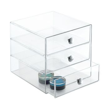 Caja De Almacenamiento De Cosméticos Con 3 Cajones - L 16.5  X A 16.5  X H 16.5  Cm - Transparente