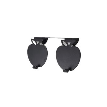 Ganchos Doble Para Paños De Cocina Con Decoración De Manzana - L 14.5  X A 7.5  X H 3  Cm - Negro