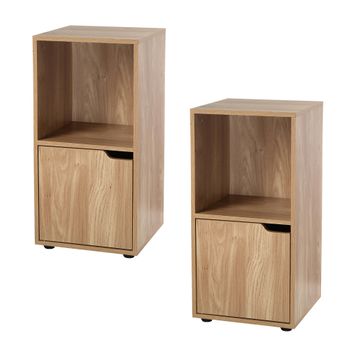 Mesitas De Noche 2 Estantes Acabado Madera 1 Puerta - Pack De 2 - L 30.7  X A 29  X H 61.6  Cm