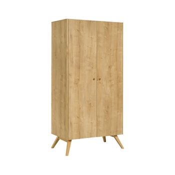 Armario 2 Puertas Con Barra Y 7 Baldas 101 Cm - Nature - L 101  X A 58  X H 207,5  Cm